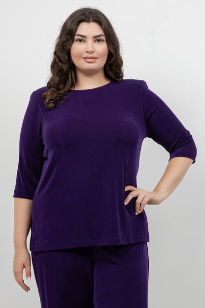 Tops Vikki Vi Classic Royal Purple 3/4 Sleeve Top