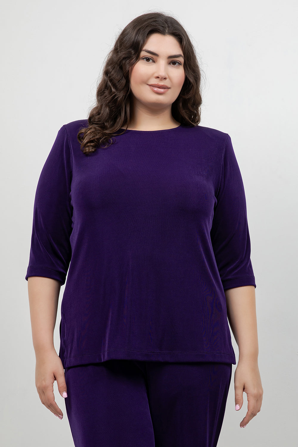 Tops Vikki Vi Classic Royal Purple 3/4 Sleeve Top