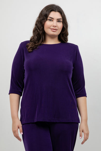 Tops Vikki Vi Classic Royal Purple 3/4 Sleeve Top