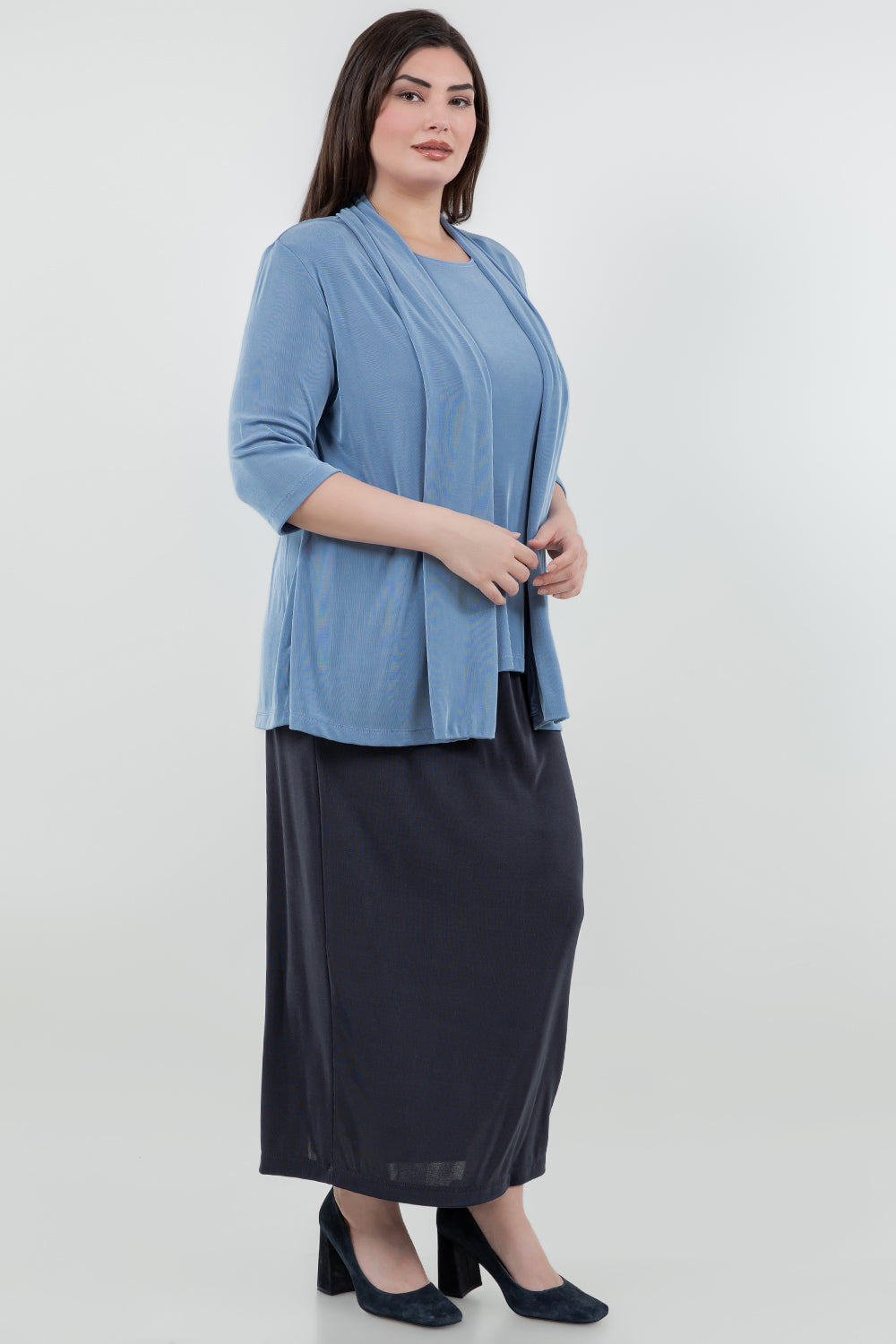 Jackets Vikki Vi Classic Powder Blue 3/4 Sleeve Kimono Jacket