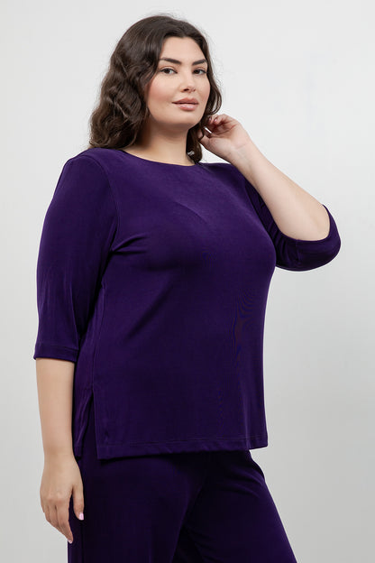 Tops Vikki Vi Classic Royal Purple 3/4 Sleeve Top