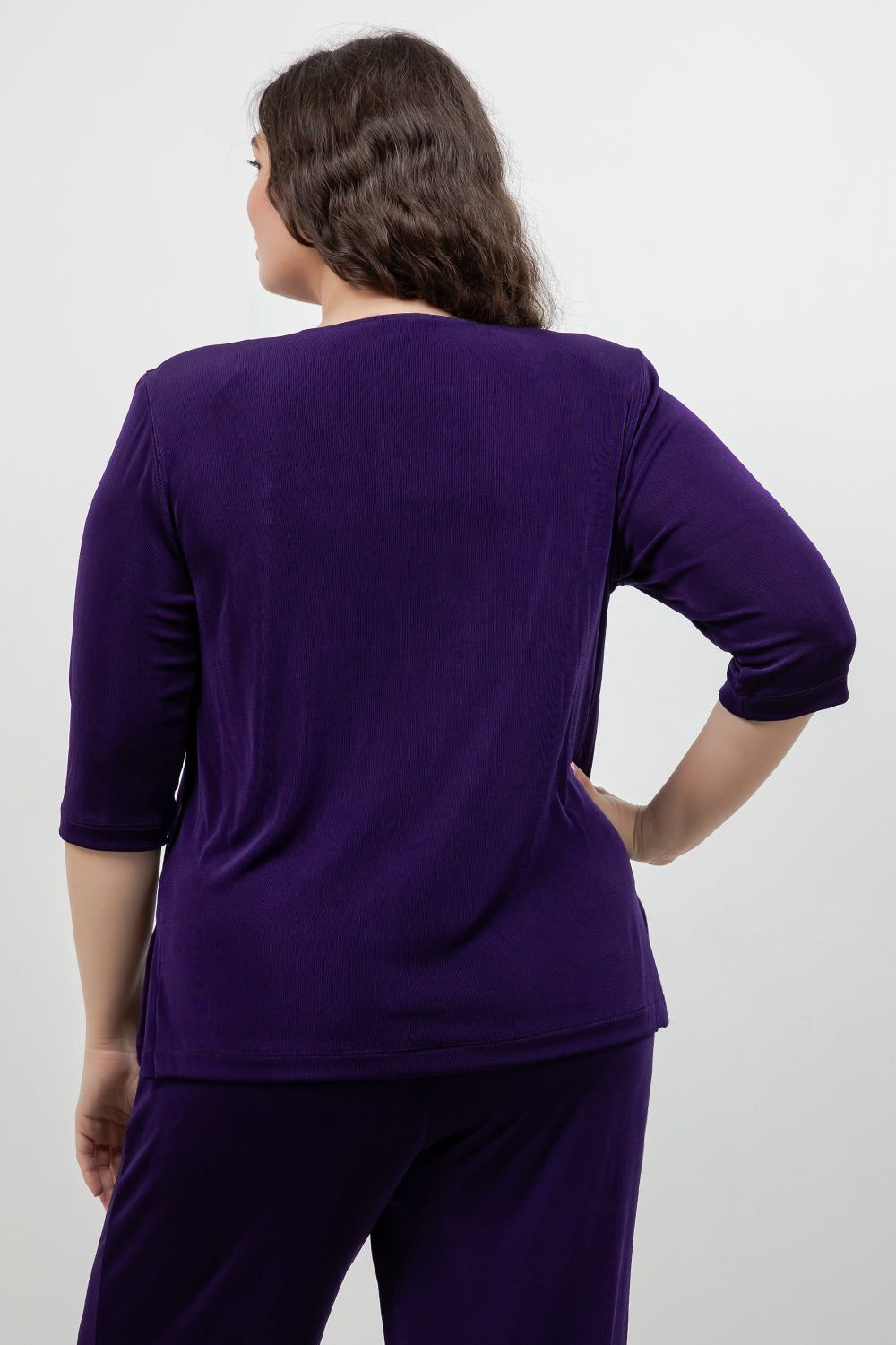 Tops Vikki Vi Classic Royal Purple 3/4 Sleeve Top