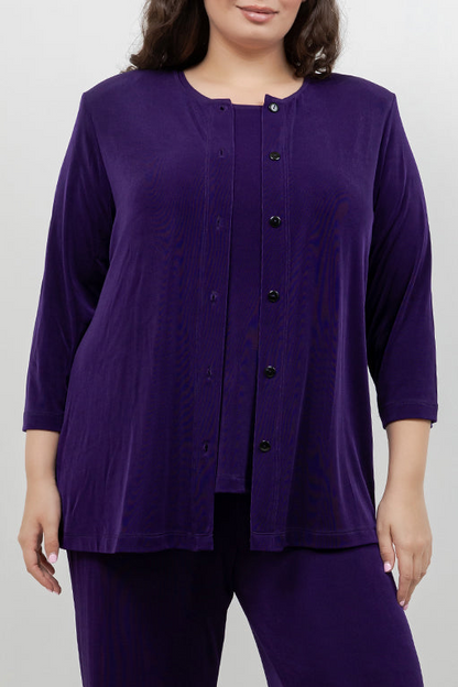 Jackets Vikki Vi Classic Royal Purple 3/4 Sleeve Cardigan