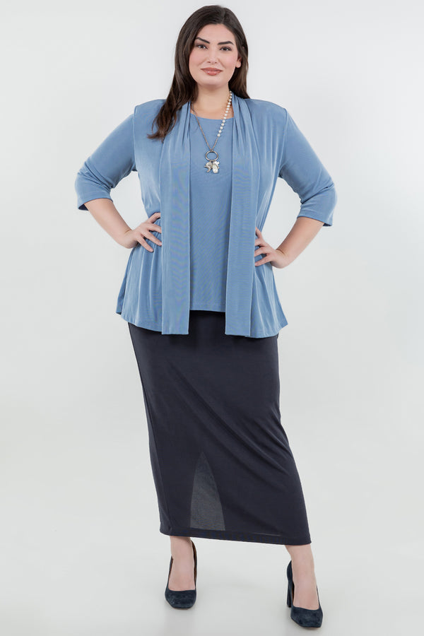 Vikki Vi Classic Powder Blue 3/4 Sleeve Kimono Jacket