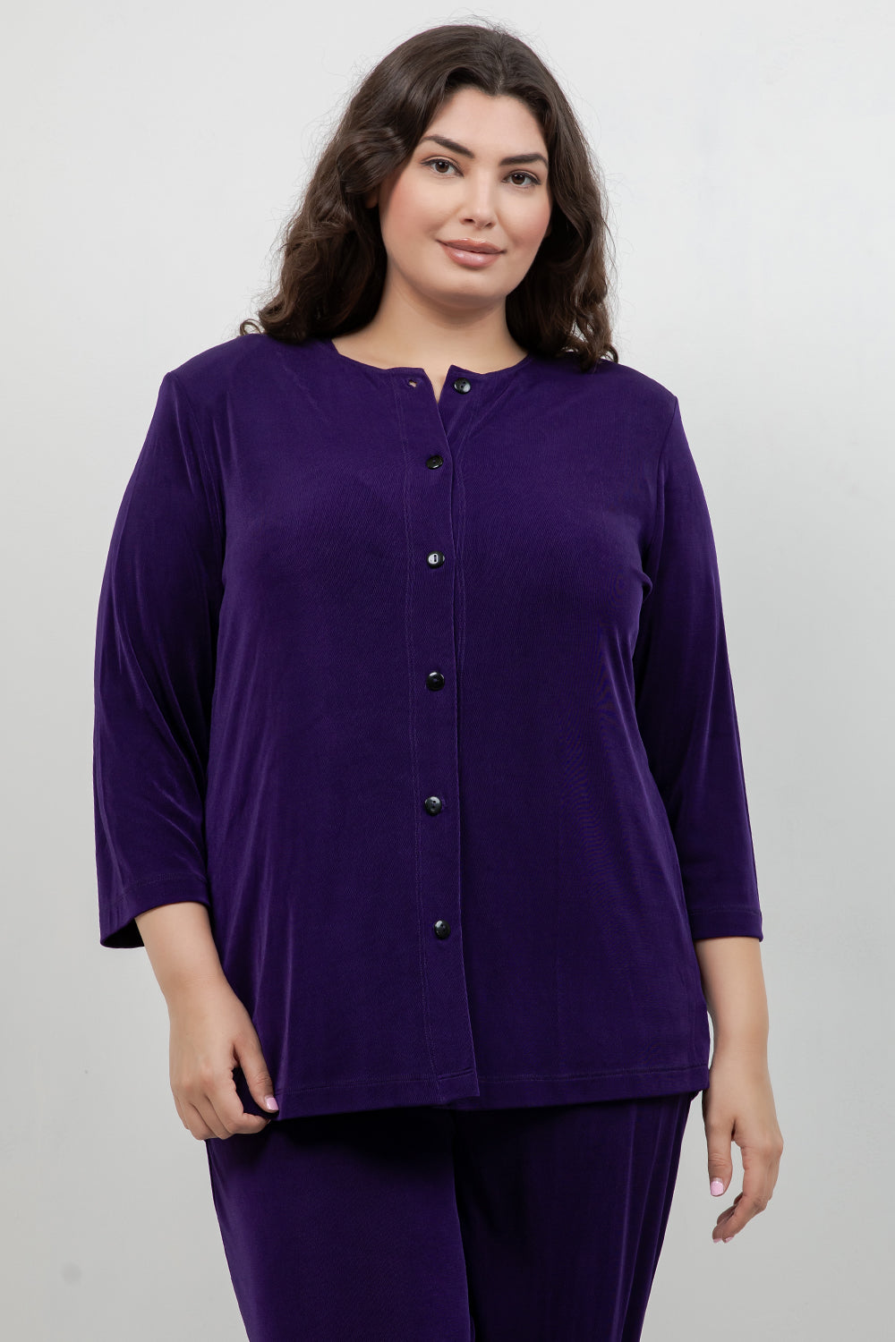 Jackets Vikki Vi Classic Royal Purple 3/4 Sleeve Cardigan
