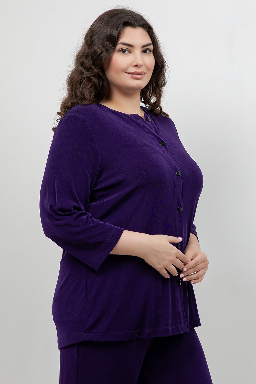 Jackets Vikki Vi Classic Royal Purple 3/4 Sleeve Cardigan