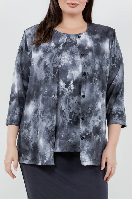 Jackets Vikki Vi Jersey Silver Mist 3/4 Sleeve Cardigan