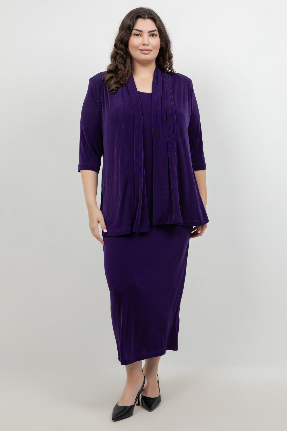 Jackets Vikki Vi Classic Royal Purple 3/4 Sleeve Kimono Jacket