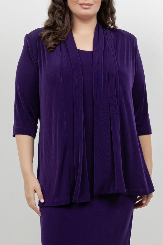 Jackets Vikki Vi Classic Royal Purple 3/4 Sleeve Kimono Jacket