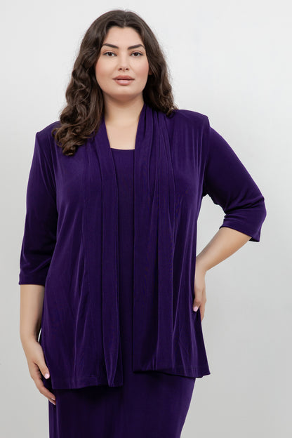 Jackets Vikki Vi Classic Royal Purple 3/4 Sleeve Kimono Jacket