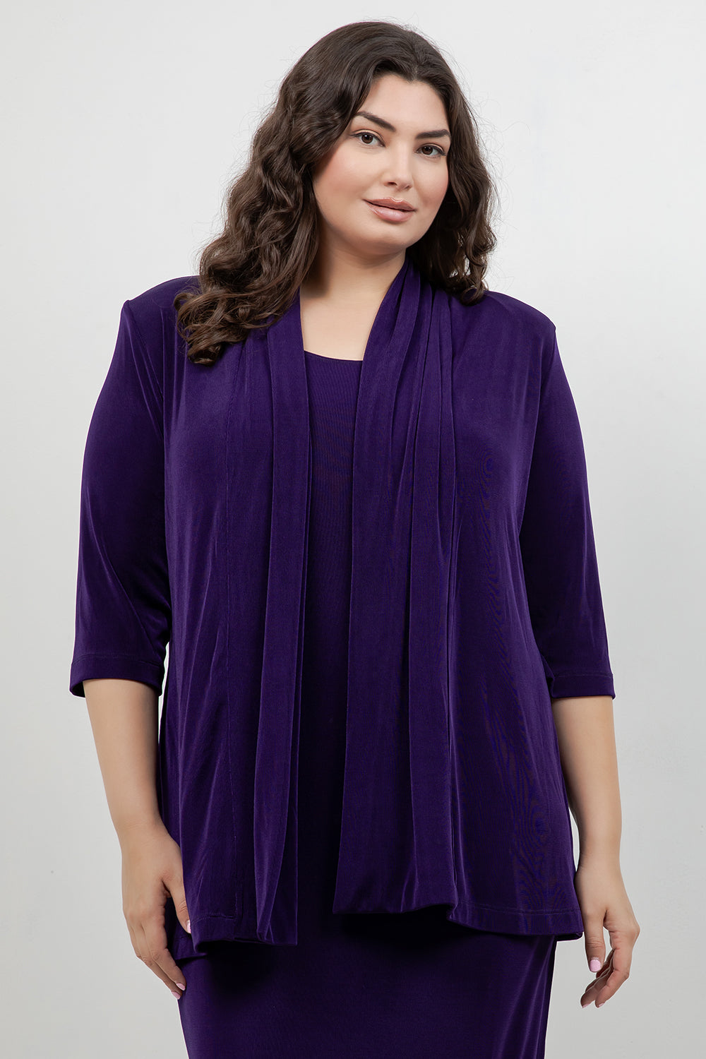 Jackets Vikki Vi Classic Royal Purple 3/4 Sleeve Kimono Jacket