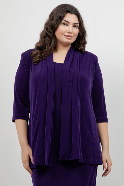 Jackets Vikki Vi Classic Royal Purple 3/4 Sleeve Kimono Jacket