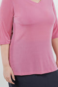 Vikki Vi Classic Carnation V-Neck 3/4 Sleeve Tunic