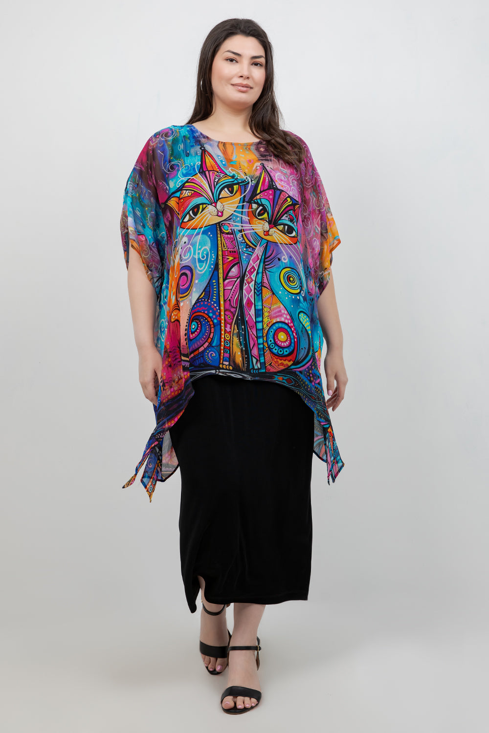 Tops Meow Cascade Tunic