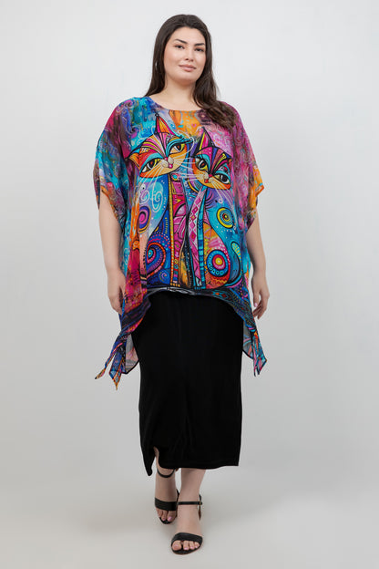 Tops Meow Cascade Tunic