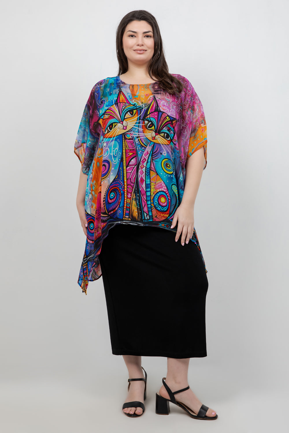 Tops Meow Cascade Tunic