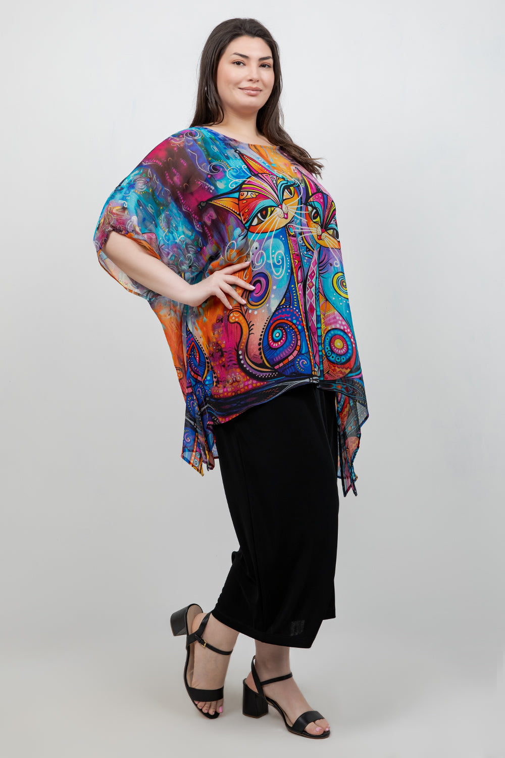 Tops Meow Cascade Tunic