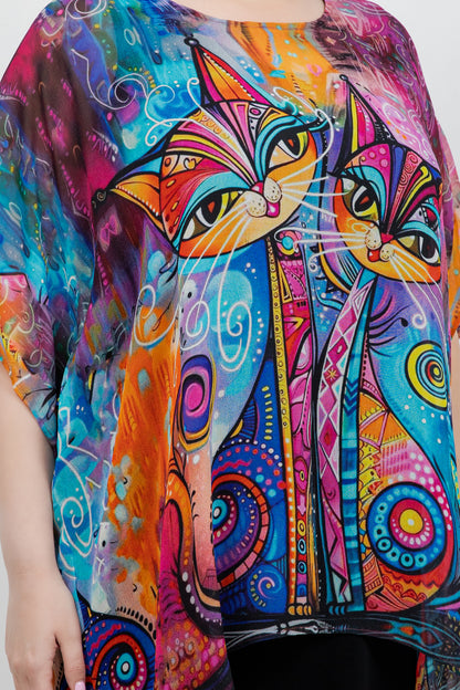 Tops Meow Cascade Tunic