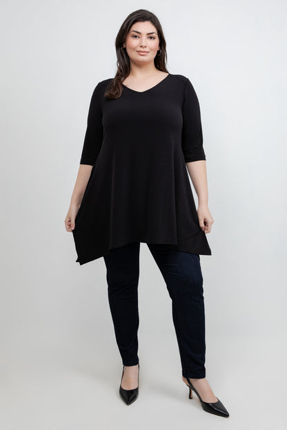 Tops Vikki Vi Jersey Black Handkerchief Tunic