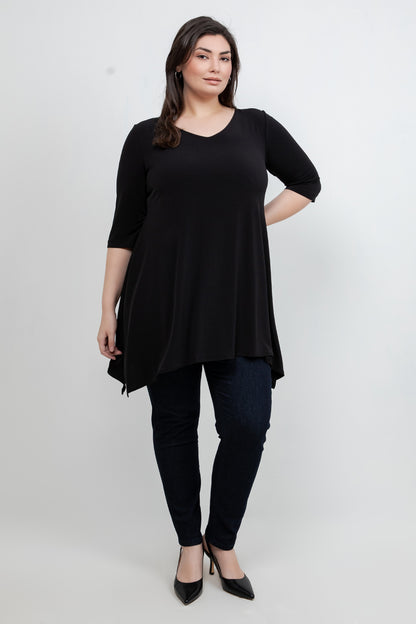 Tops Vikki Vi Jersey Black Handkerchief Tunic