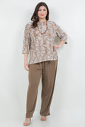 Vikki Vi Jersey Caramel Latte 3/4 Sleeve Top