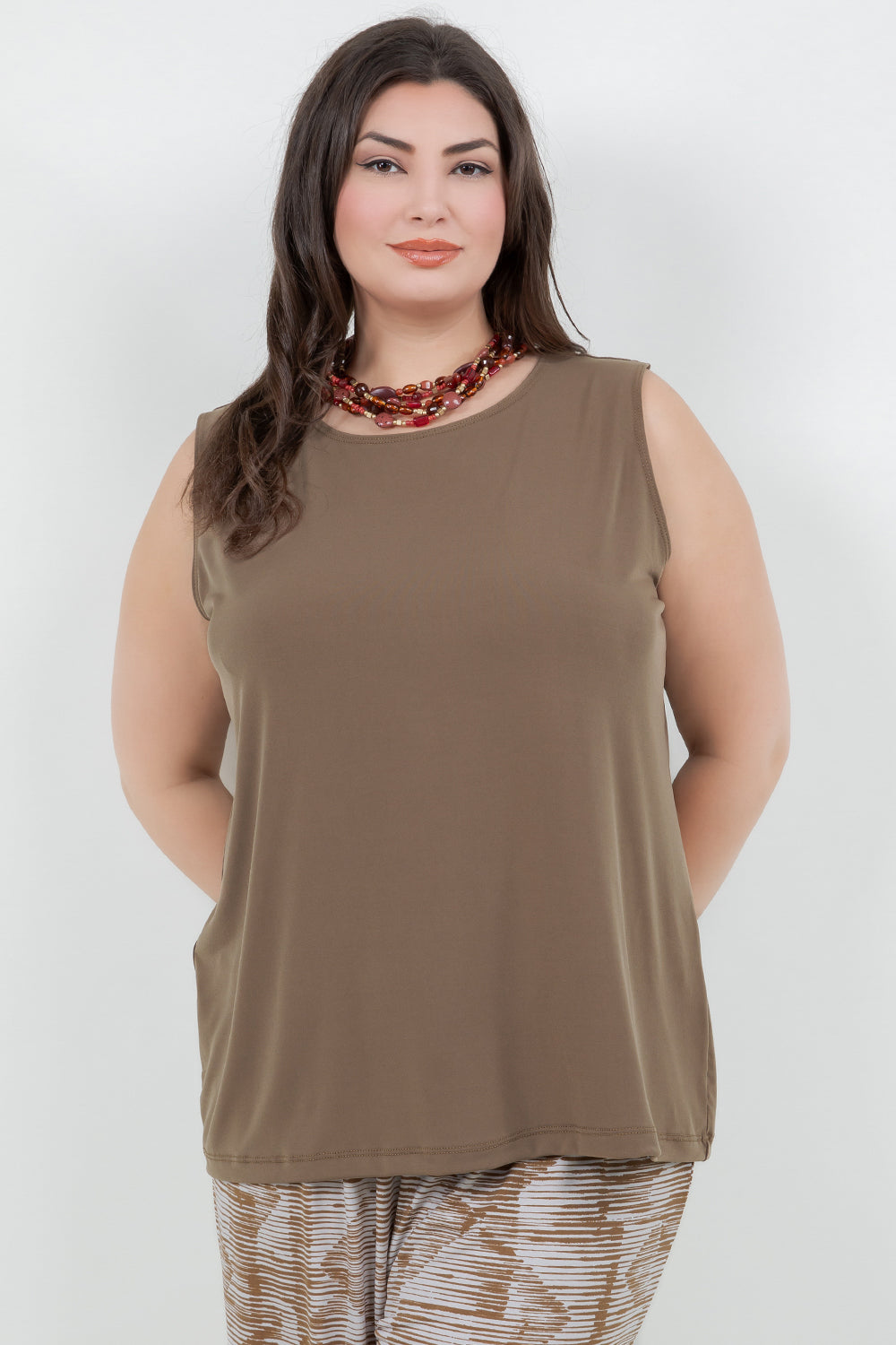 Tops Vikki Vi Jersey Caramel Tank