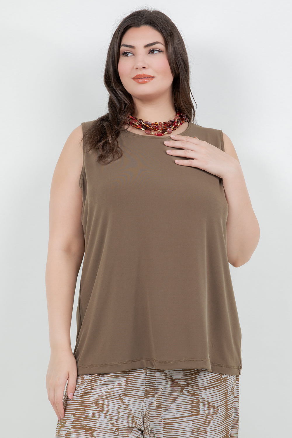 Tops Vikki Vi Jersey Caramel Tank