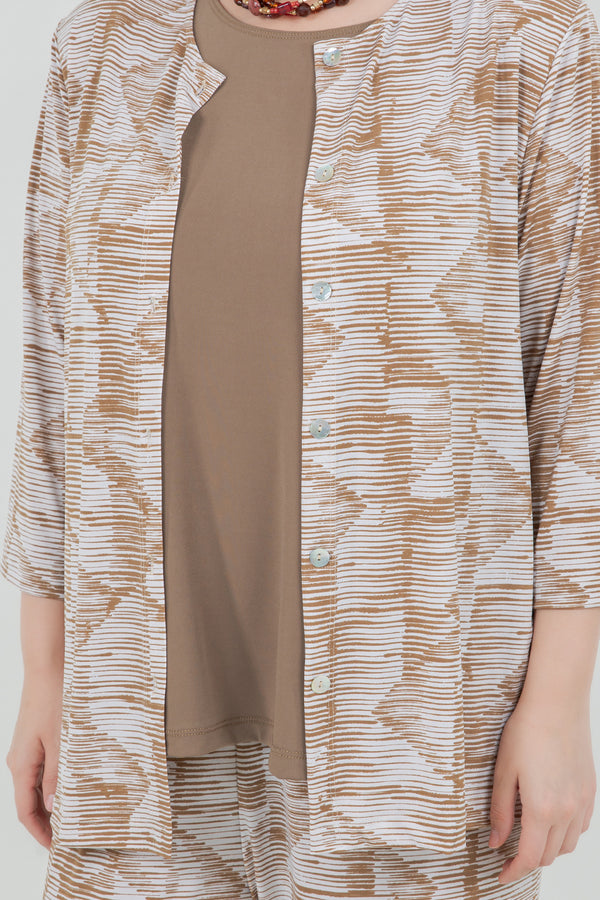 Vikki Vi Jersey Caramel Latte Cardigan