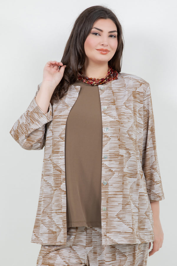 Vikki Vi Jersey Caramel Latte Cardigan
