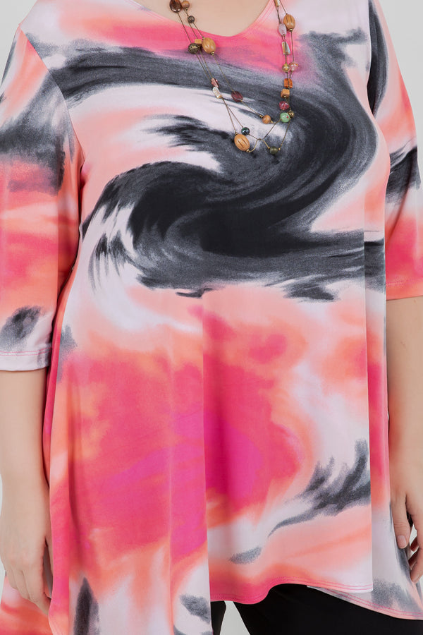 Vikki Vi Jersey Maui Sunset Handkerchief Tunic