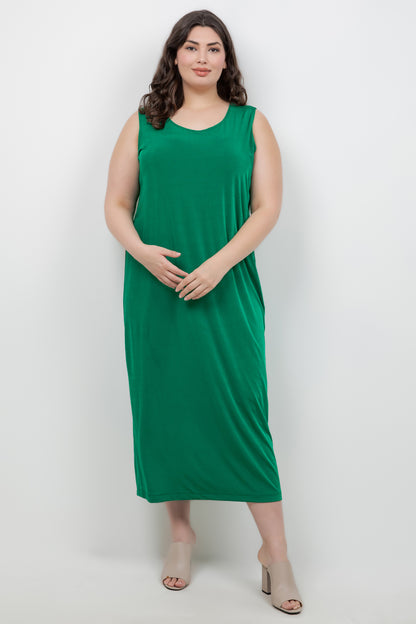 Dresses Vikki Vi Silky Classic Emerald Maxi Tank Dress