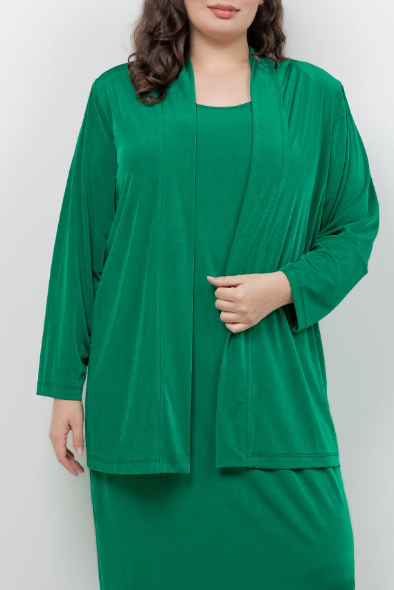 Jackets Vikki Vi Silky Classic Emerald Kimono Jacket