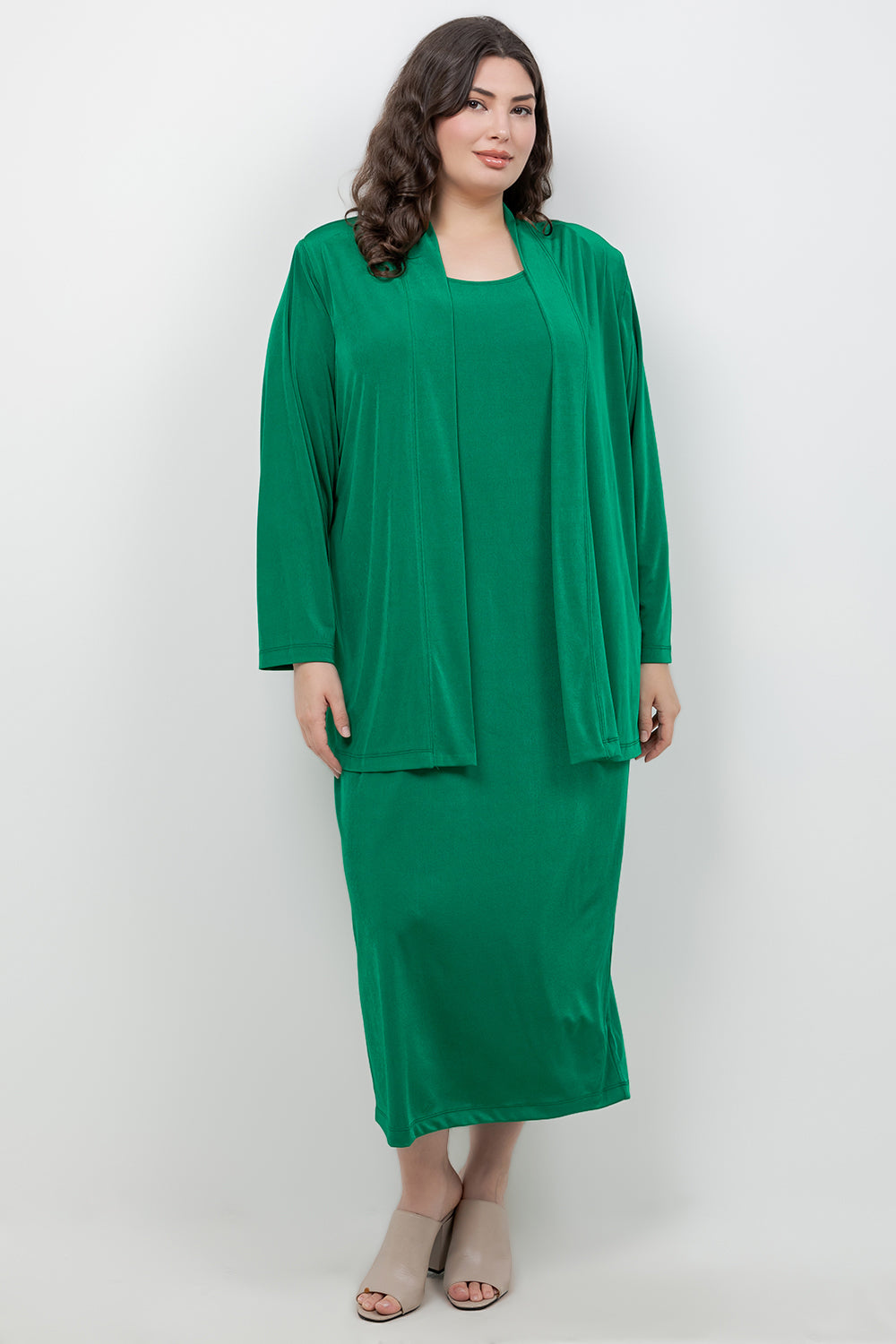 Jackets Vikki Vi Silky Classic Emerald Kimono Jacket
