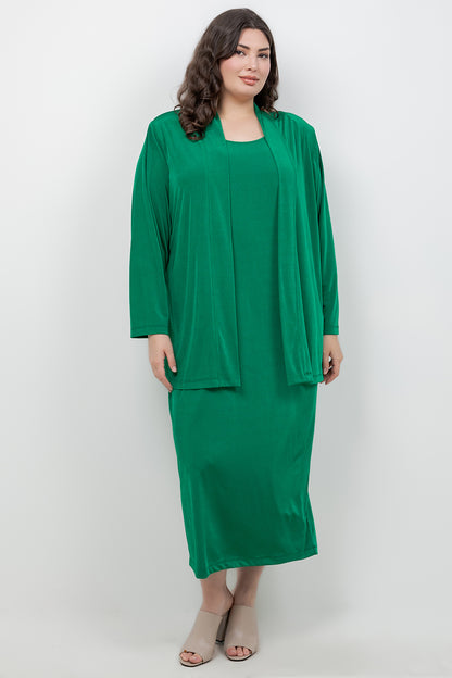 Jackets Vikki Vi Silky Classic Emerald Kimono Jacket