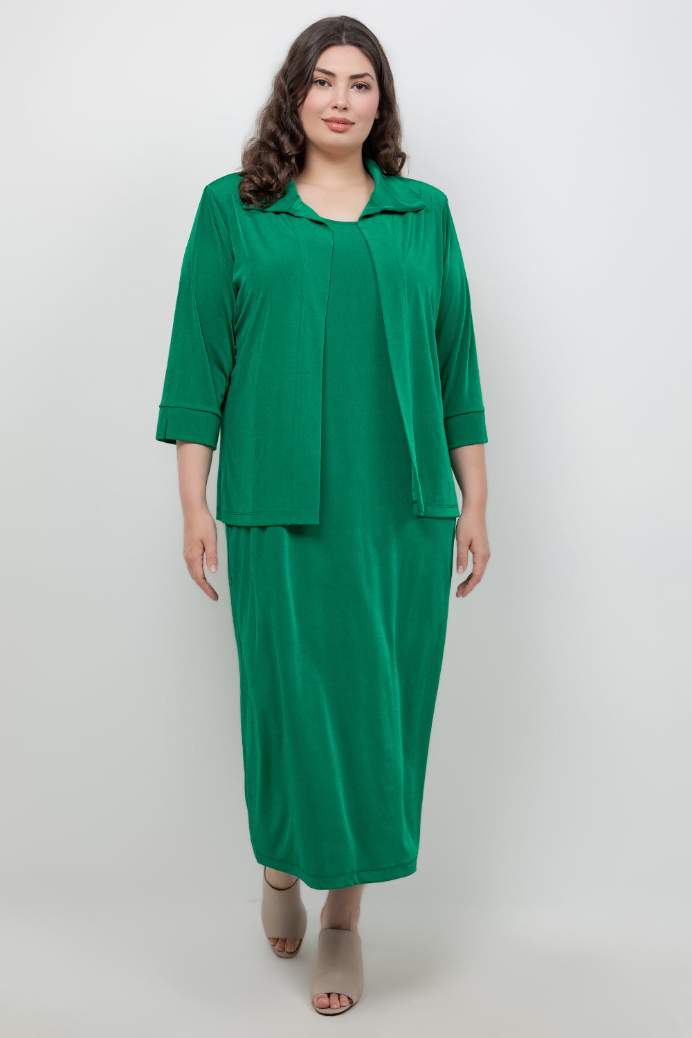 Jackets Vikki Vi Silky Classic Emerald Tab Collar Jacket