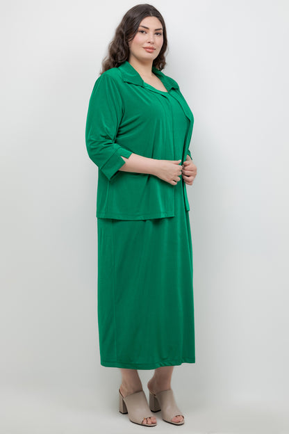 Jackets Vikki Vi Silky Classic Emerald Tab Collar Jacket