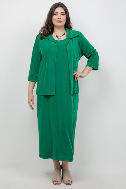 Jackets Vikki Vi Silky Classic Emerald Tab Collar Jacket