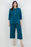 Vikki Vi Jersey Deep Teal Crop Pant