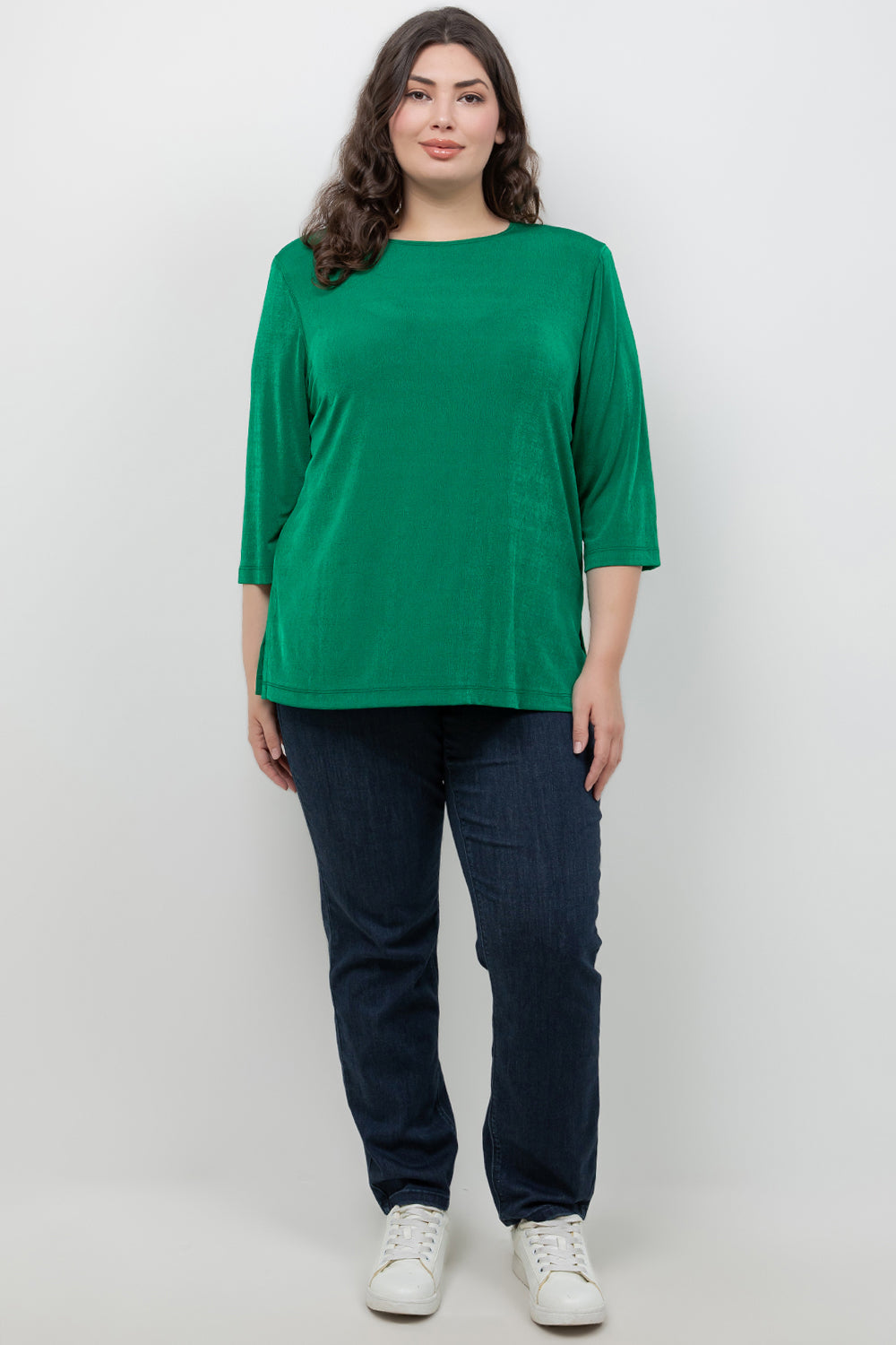 Tops Vikki Vi Silky Classic Emerald 3/4 Sleeve Top