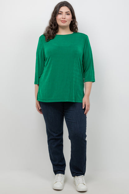 Tops Vikki Vi Silky Classic Emerald 3/4 Sleeve Top
