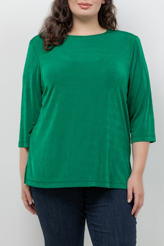 Tops Vikki Vi Silky Classic Emerald 3/4 Sleeve Top