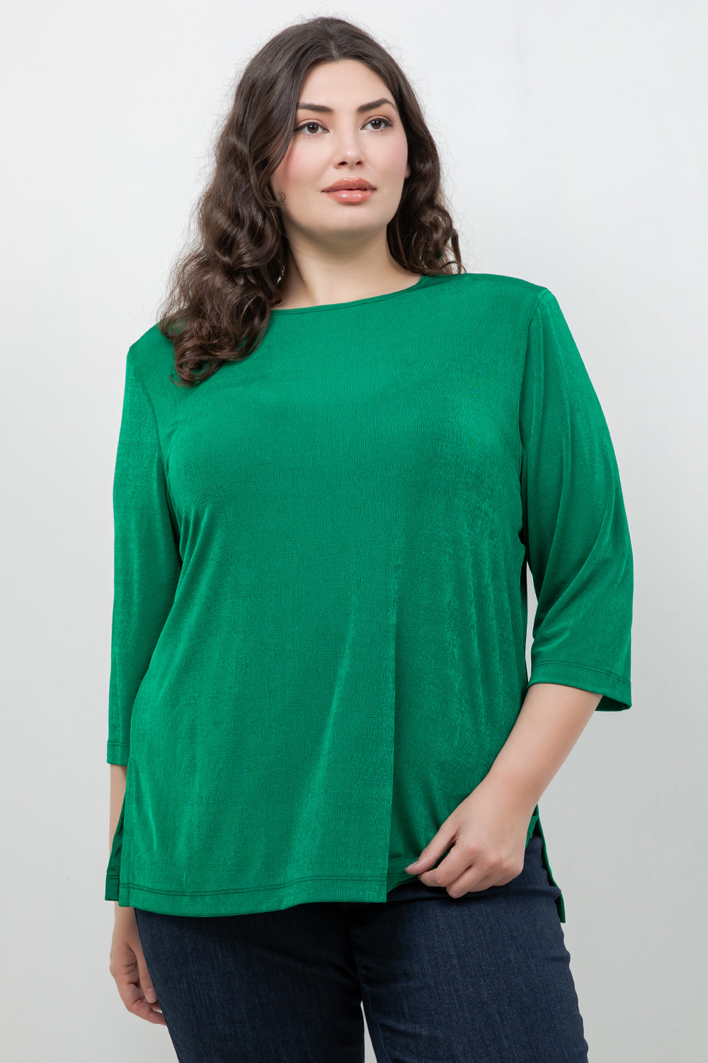 Tops Vikki Vi Silky Classic Emerald 3/4 Sleeve Top