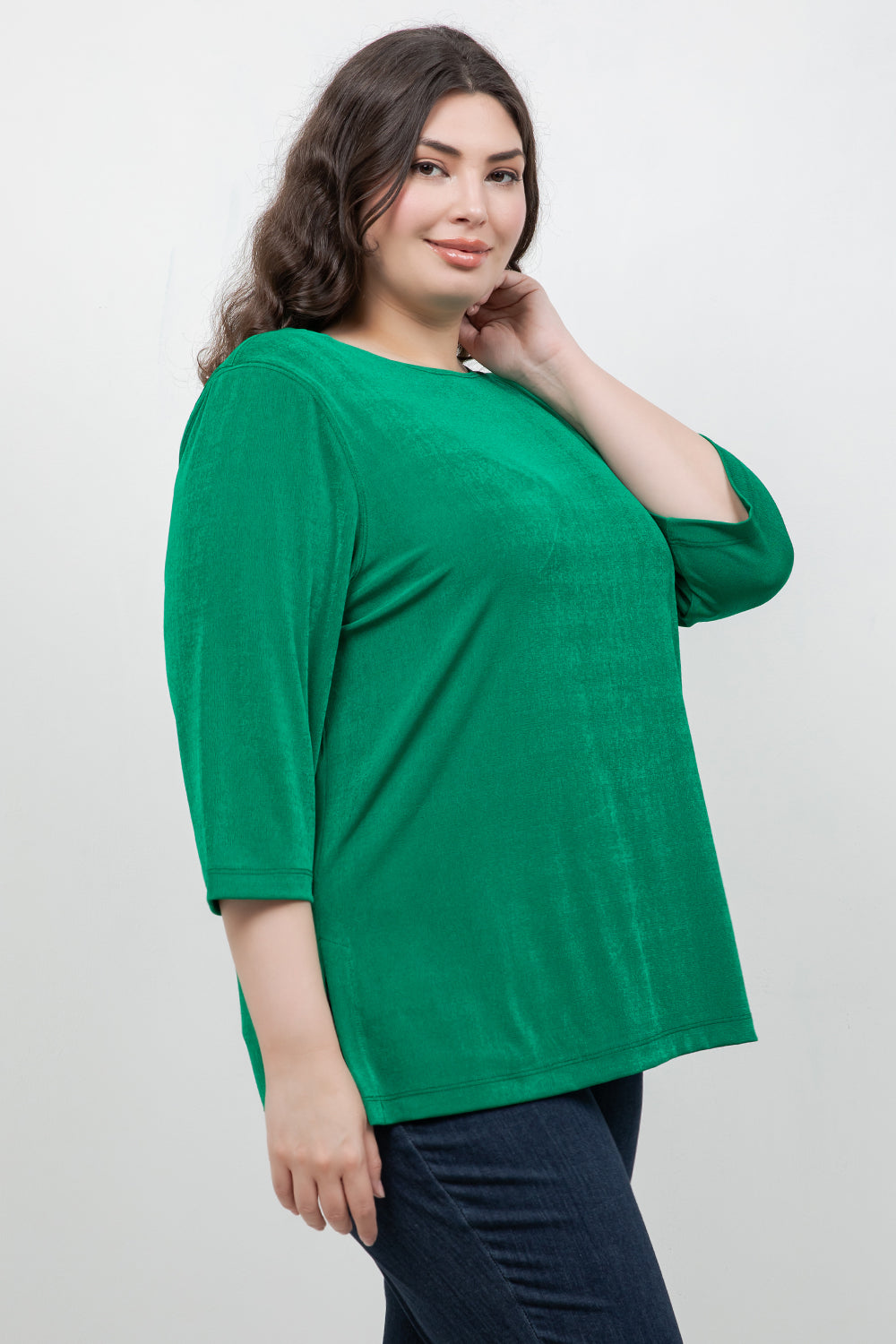 Tops Vikki Vi Silky Classic Emerald 3/4 Sleeve Top