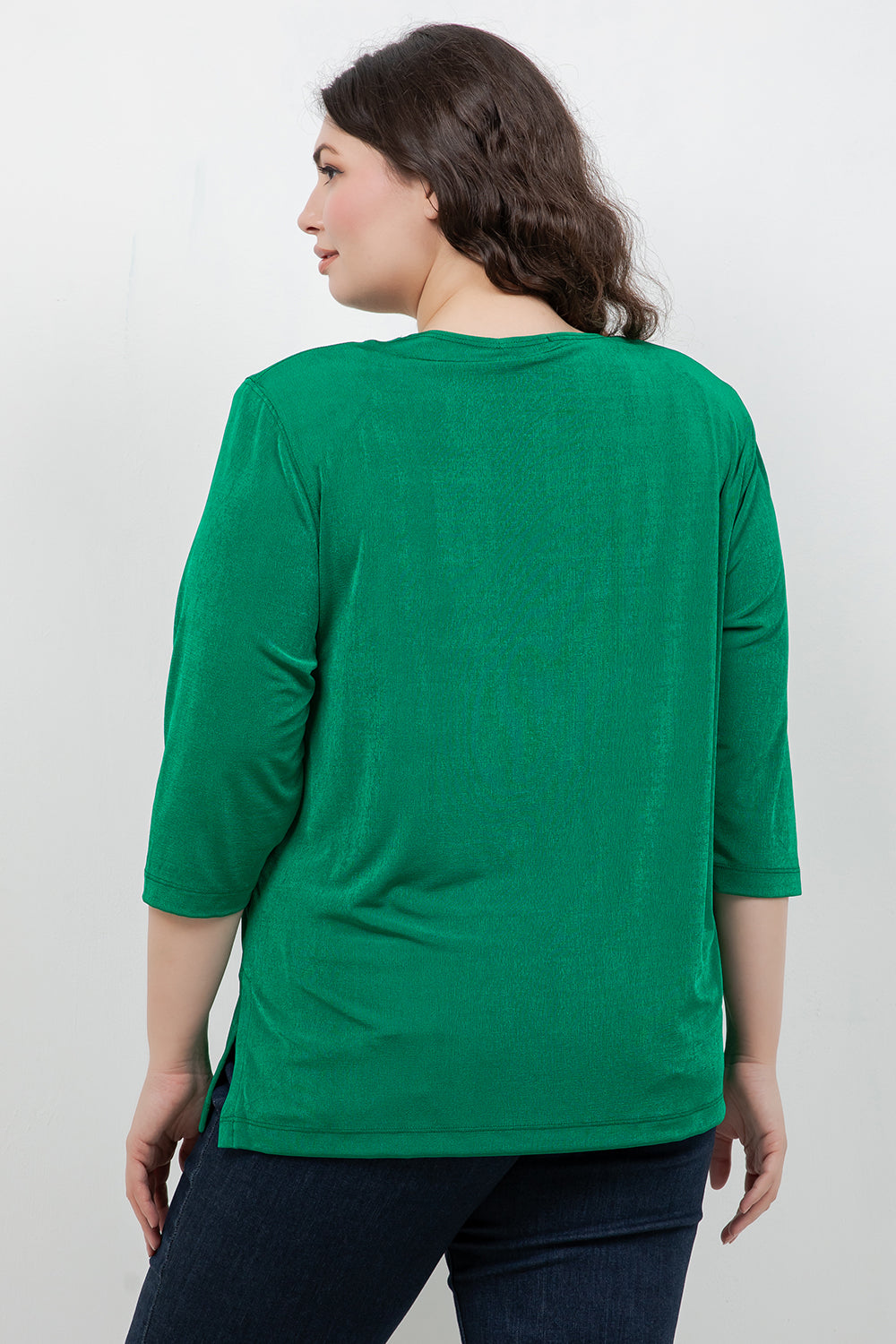 Tops Vikki Vi Silky Classic Emerald 3/4 Sleeve Top