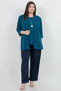 Vikki Vi Jersey Deep Teal 3/4 Sleeve Kimono Jacket