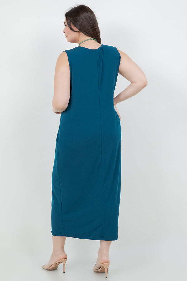Vikki Vi Jersey Deep Teal Maxi Dress