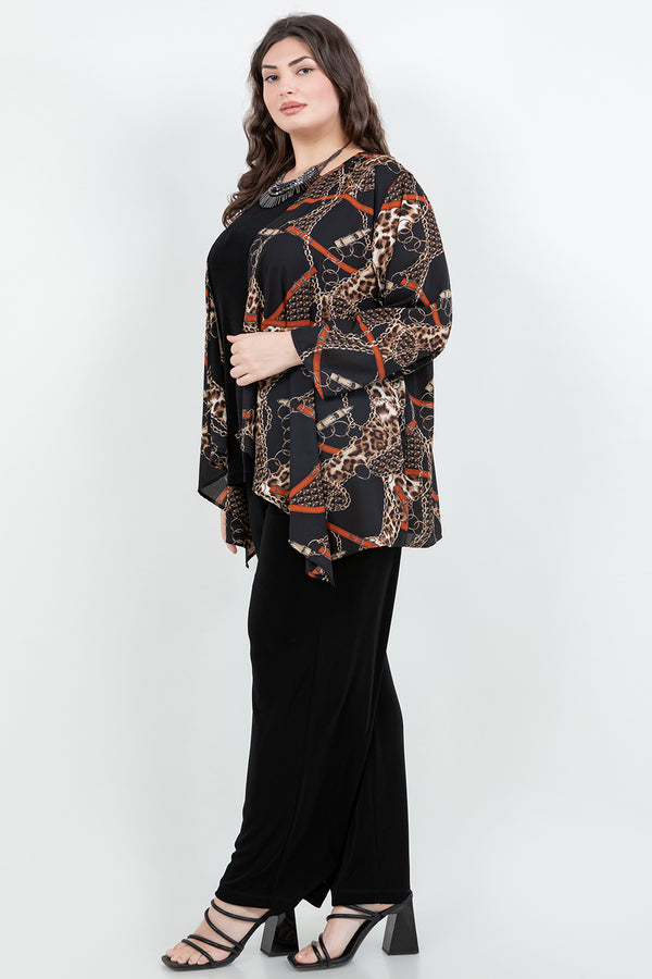 Jackets Vikki Vi Black Chain Leopard Swing Cardigan