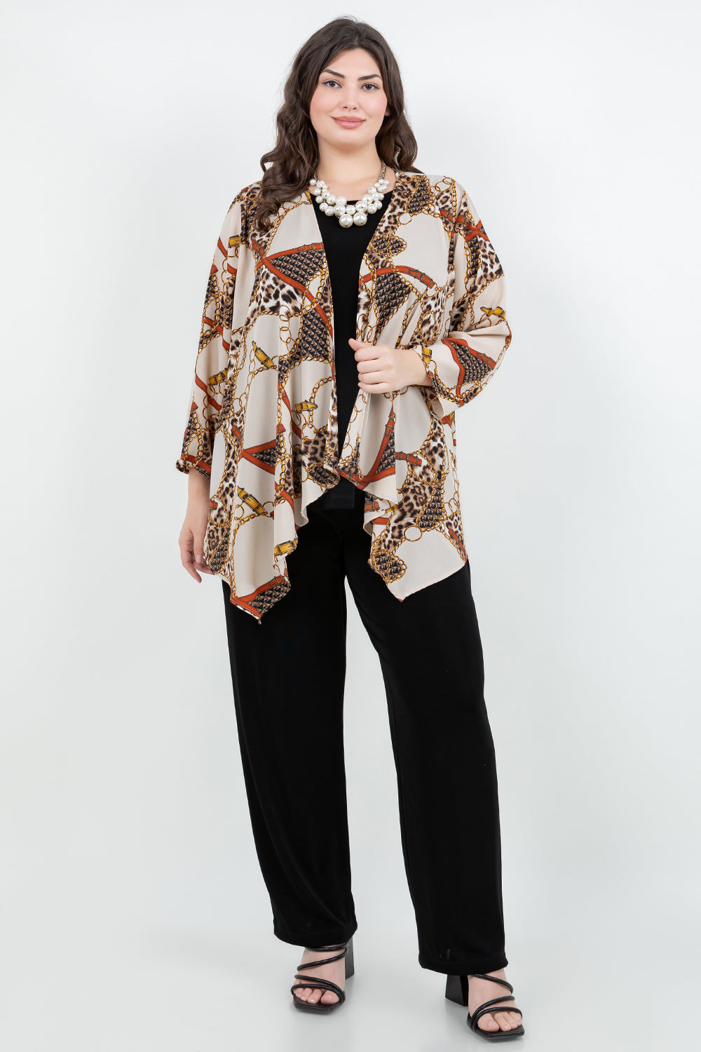 Jackets Vikki Vi Gold Chain Leopard Swing Cardigan