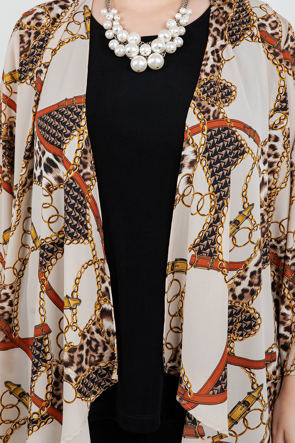 Jackets Vikki Vi Gold Chain Leopard Swing Cardigan