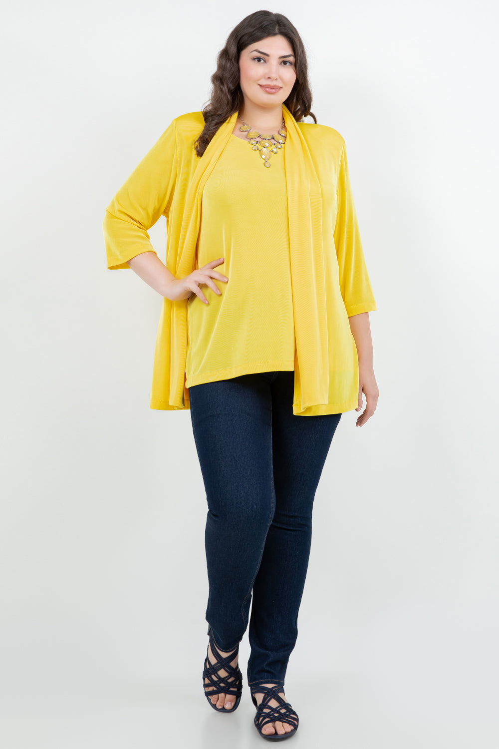 Vikki Vi Classic Limoncello 3/4 Sleeve Kimono Jacket